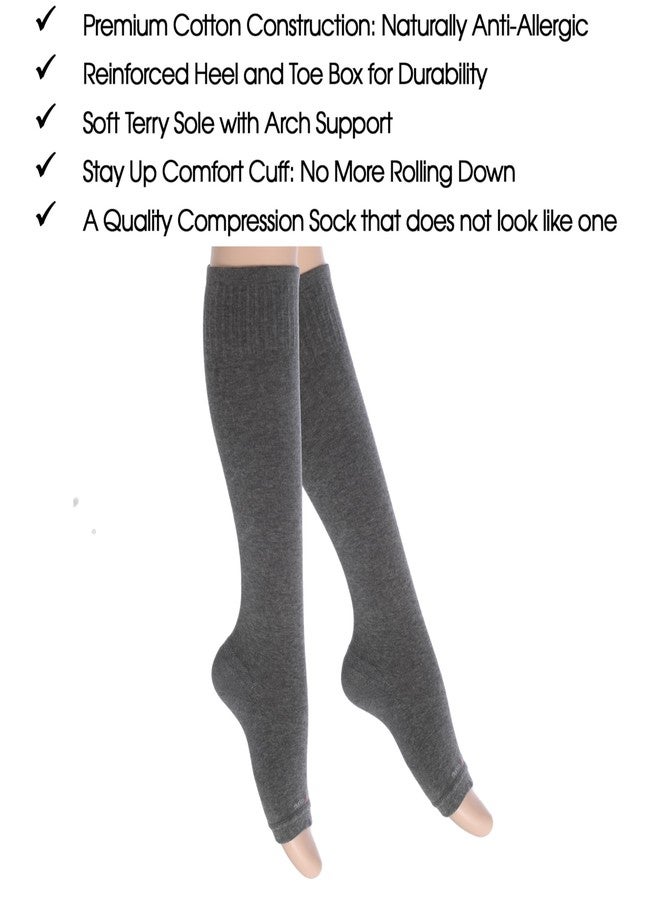 SocksLane Toeless Cotton Compression Socks, 15-20 mmHg Graduated Support, Knee-High Medical Compression (Gray X/L) - Image 4