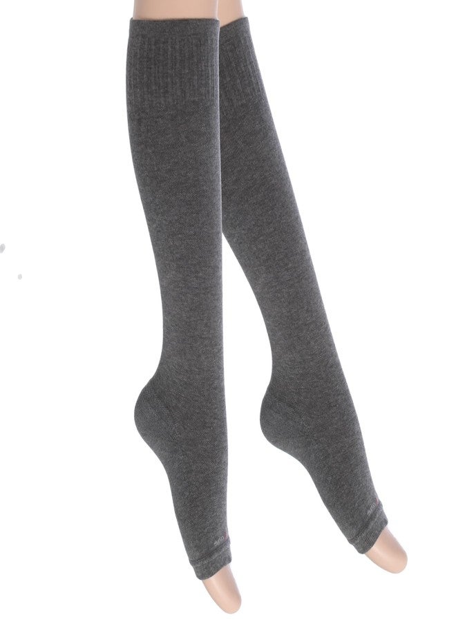 SocksLane Toeless Cotton Compression Socks, 15-20 mmHg Graduated Support, Knee-High Medical Compression (Gray X/L) - Image 1