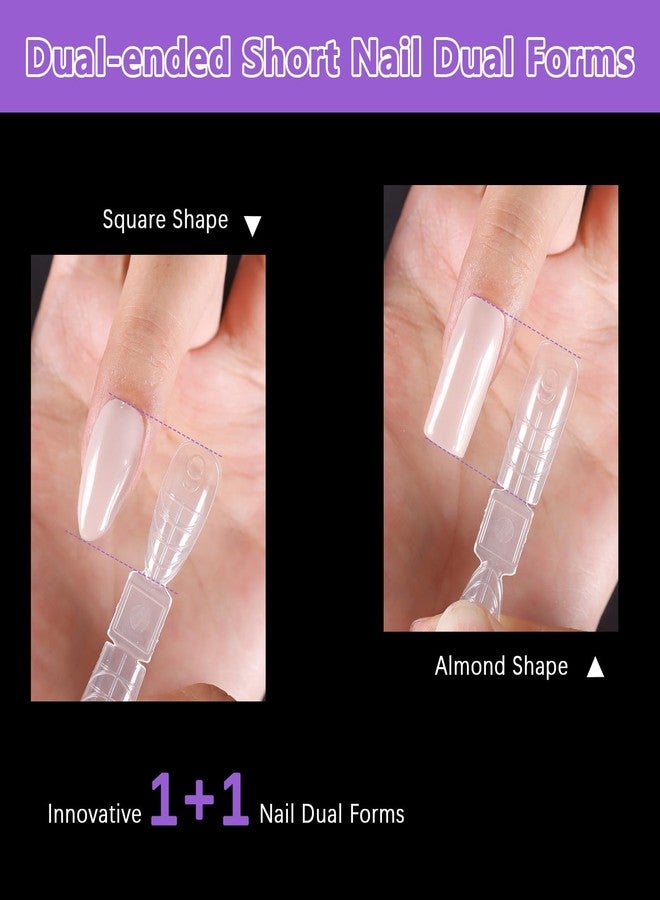 Laza 150PCS Dual-ended Short Nail Dual Forms, Square and Almond Shape Dual Forms for Poly Gel, Reusable Ultra-Thin Nail Form for Quick Nails Extension, 15 Size Clear Plastic Form for Salon Home DIY - Image 2