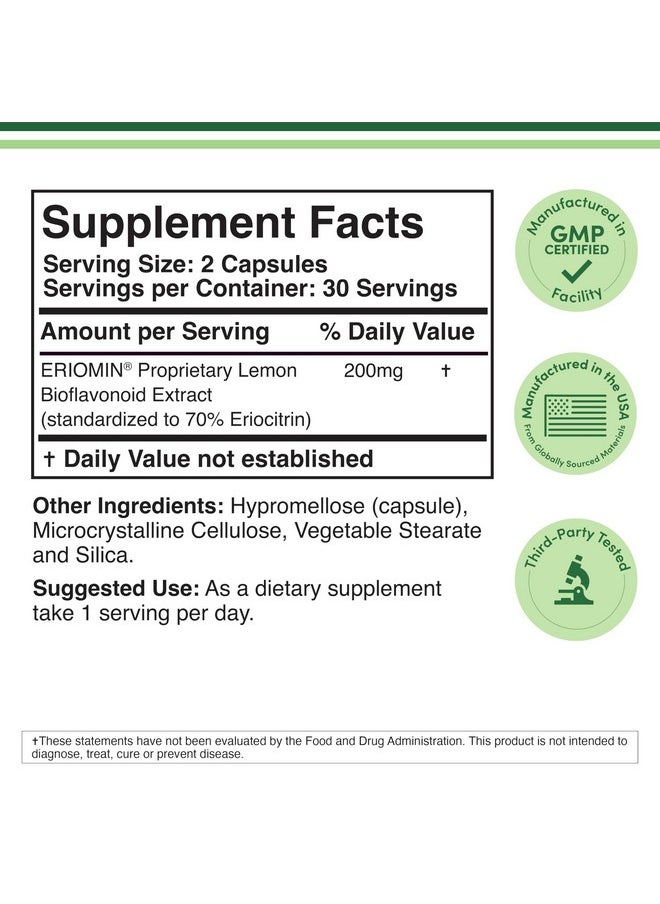 GLP-1 Supplement - Clinically Studied Bioflavonoid Extract to Help Support Natural GLP 1 Levels and Promote Gut Health (200mg, 30 Servings) Std to 70% Eriocitrin and 5% Hesperidin by Double Wood