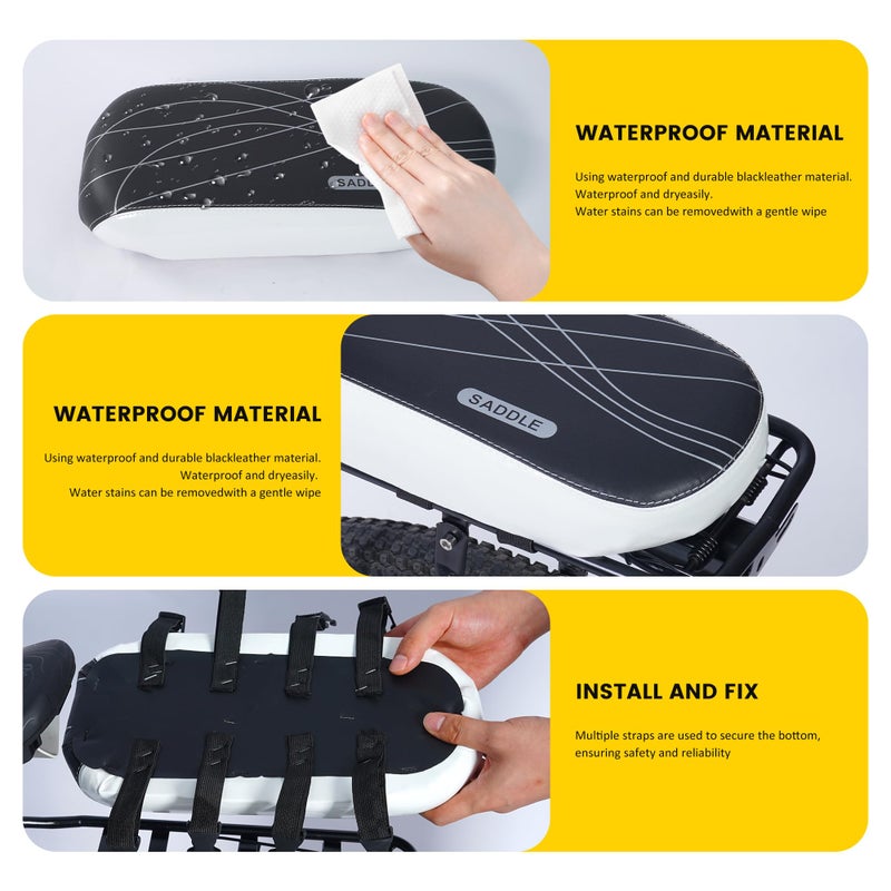 SHOWBEAN Bicycle Manned Cushion Bike Rear Seat Child Bike Seat Bicycle Back Shelf Back Cushion Bicycle Rear Saddle Mountain Carrier Children - Image 3