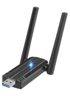 محول USB لاسلكي WiFi 6 للكمبيوتر الشخصي - محول USB AX1800 محول WiFi للكمبيوتر الشخصي المكتبي والكمبيوتر المحمول محول لاسلكي ثنائي النطاق دونجل WiFi لنظام التشغيل Windows 7/10/11 محول شبكة لاسلكية للكمبيوتر الشخصي