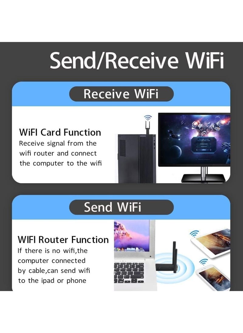 فلوينغ - محول USB لاسلكي WiFi 6 للكمبيوتر الشخصي - محول USB AX1800 محول WiFi للكمبيوتر الشخصي المكتبي والكمبيوتر المحمول محول لاسلكي ثنائي النطاق دونجل WiFi لنظام التشغيل Windows 7/10/11 محول شبكة لاسلكية للكمبيوتر الشخصي - Image 1