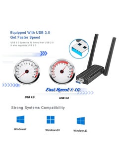 FLOWING Wireless USB WiFi 6 Adapter for PC - USB Adapter AX1800 PC WiFi Adapter for Desktop Laptop Dual Band Wireless Adapter WiFi Dongle for Windows 7/10/11 Wireless Network Adapter for PC Computer  - Image 5