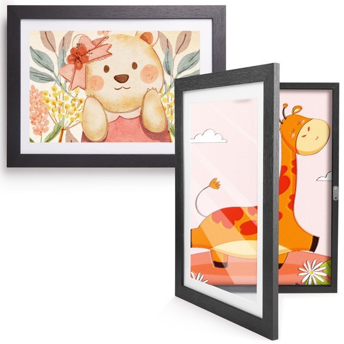 PACK OF 2 PICTURE FRAMES FOR CHILDRENS DRAWINGS BLACK A4 PICTURE FRAME MDF MATERIAL A4 CHILDRENS ARTCOLLAGE A4 PHOTO FRAME CLIP FRAMES CHILDRENS ARTWORK DISPLAY BLACK COLOUR