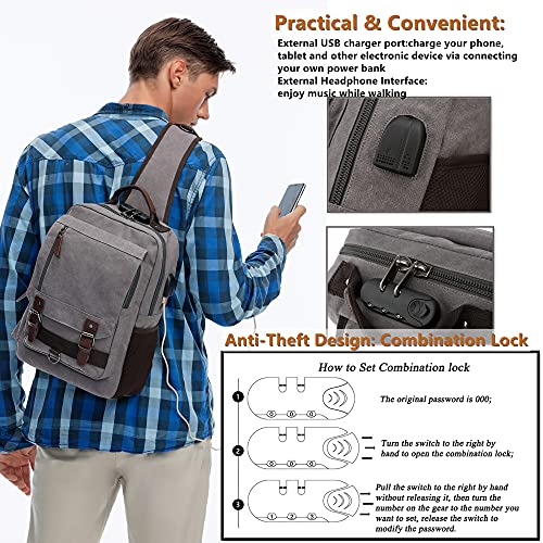 Leaper Retro Crossbody Bag Sling Bag Canvas Messenger Bag for Men Women Shoulder Bag Crossbody Handbags Satchel Geometric Army Green XL - Image 3