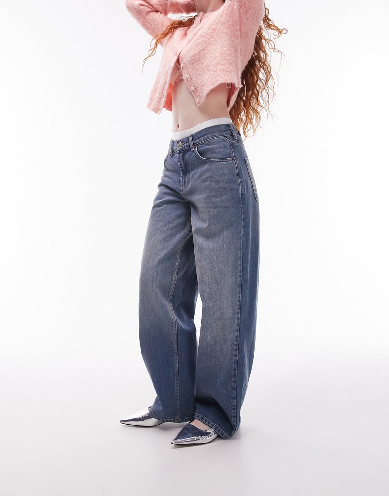 TOPSHOP Topshop high rise Cinch back jeans in mid blue  - Image 5