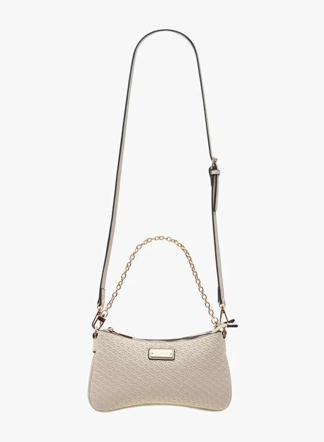 سيليست Monogram Embossed Crossbody Bag with Zip Closure and Chain Strap