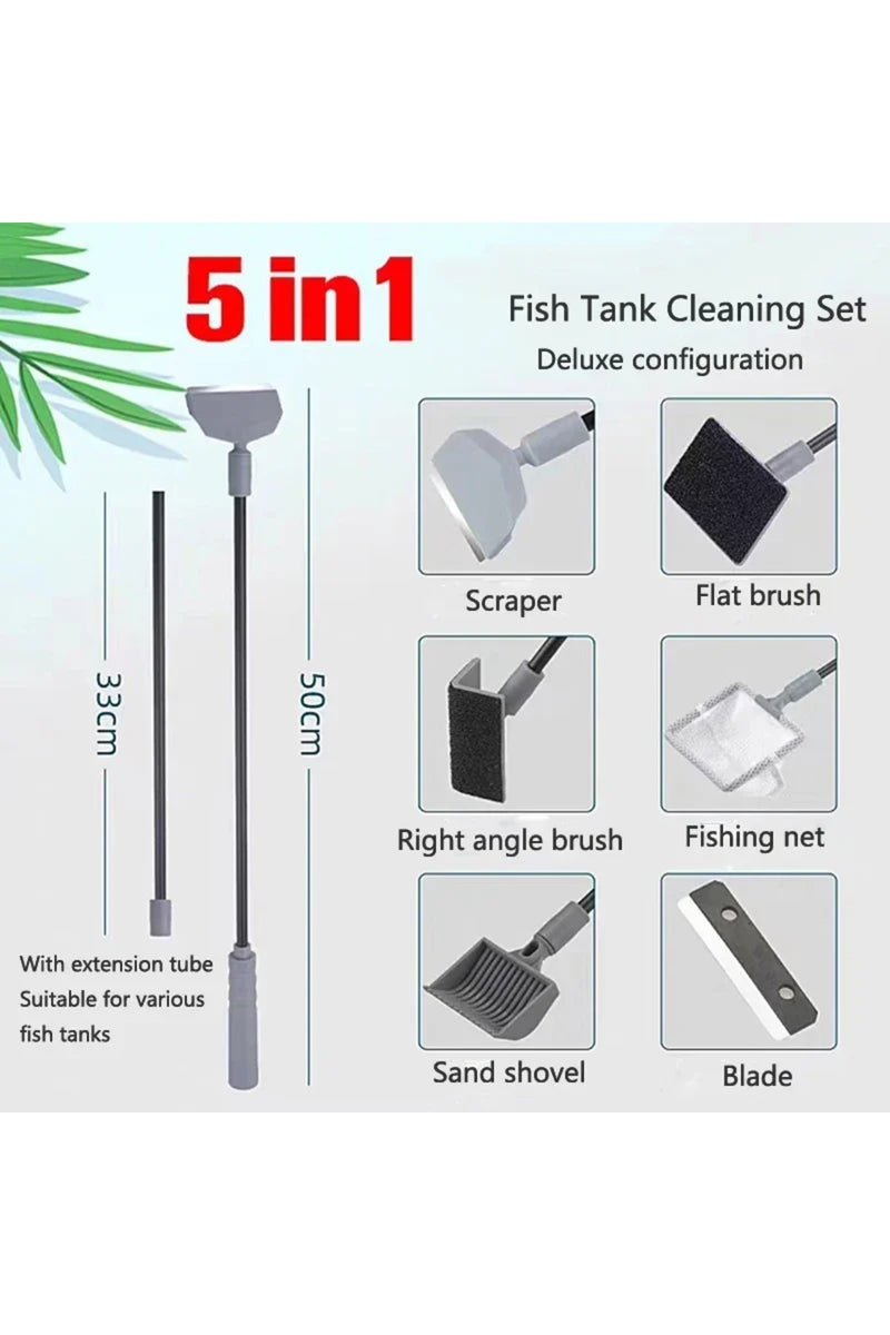 erorex as picture 5 in 1 Deluxe Set Aquarium Fish Tanks Cleaning Tools Kit Algae Tank Cleaner Set Aquarium