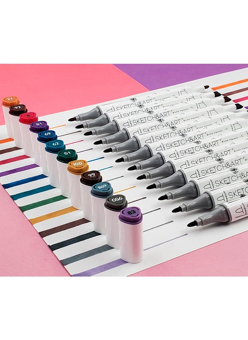 Bruno Visconti Sketch Art Double Sided Markers 12 Color Pastel 22-0076/02  - Image 5
