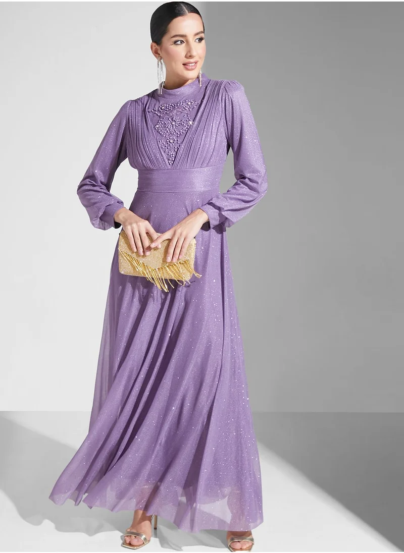 Khizana Embroidered Shimmer Dress