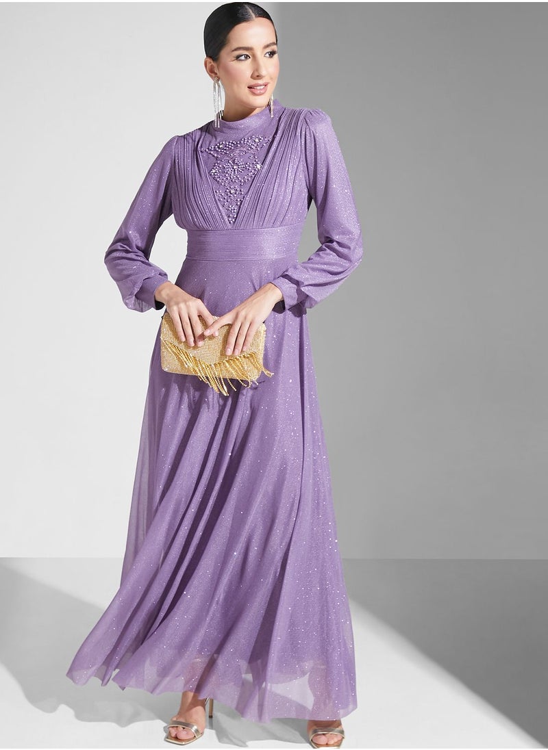Khizana - Embroidered Shimmer Dress - Image 1