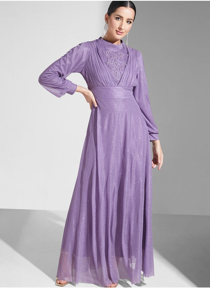 Khizana - Embroidered Shimmer Dress - Image 1