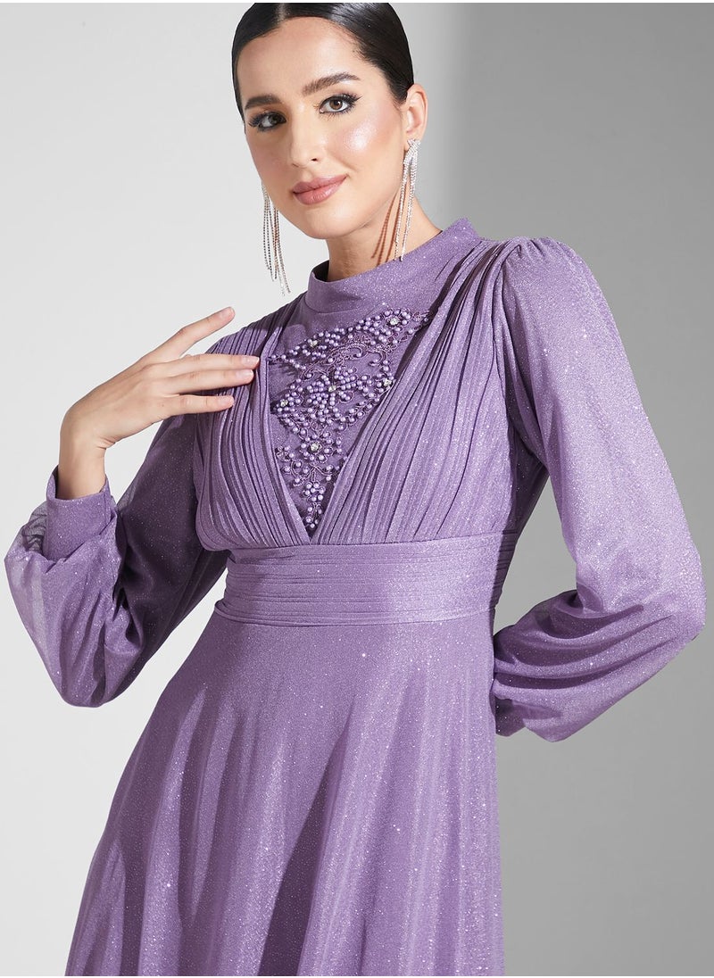 Khizana - Embroidered Shimmer Dress - Image 1