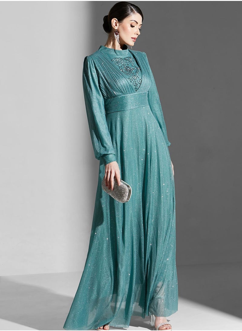 Khizana - Embroidered Shimmer Dress - Image 1
