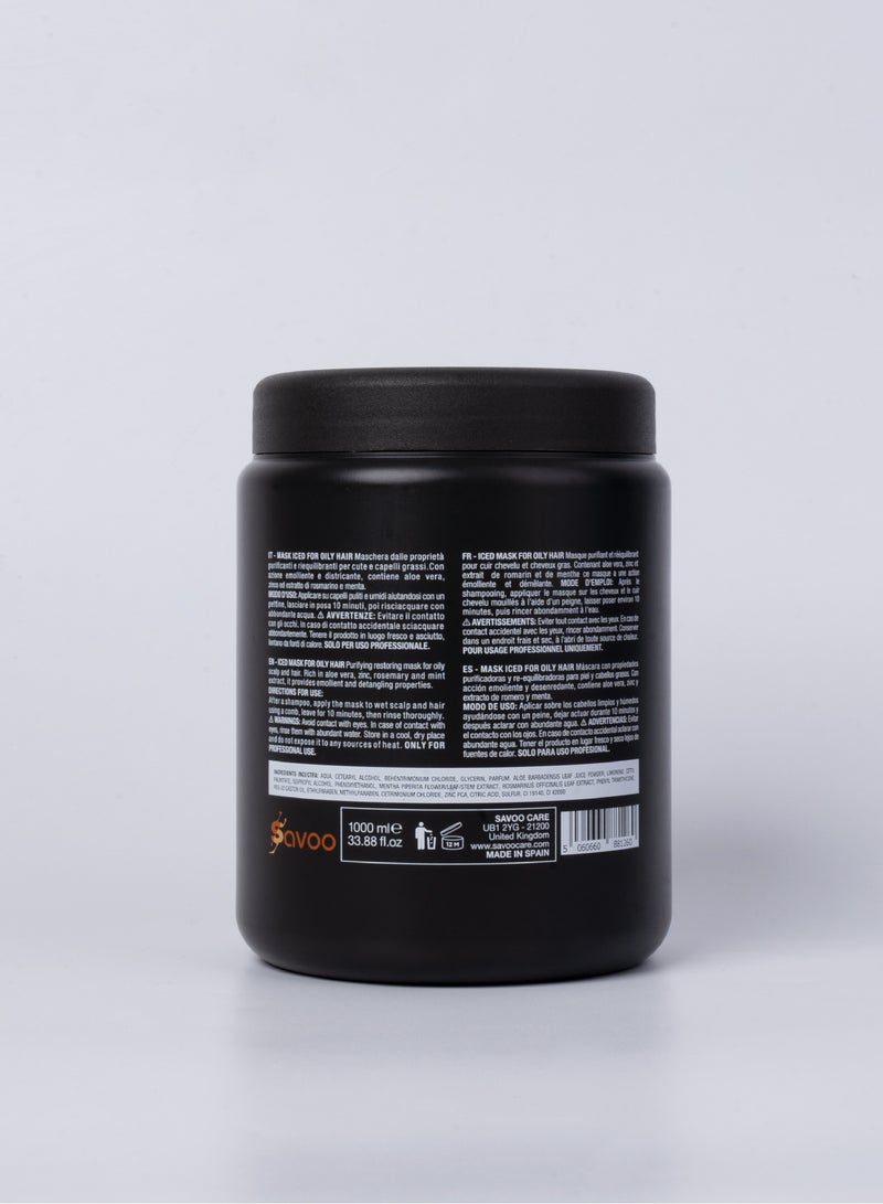 SAVOO Hair Mask for Oily Hair 1000ml | Cooling Mint with Rosemary, Aloe Vera & Zinc | Balances Sebum, Unclogs Follicles, Deep Cleansing & Scalp Refreshing Treatment - Image 2