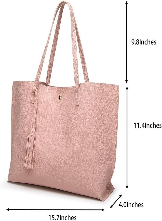 KRIFTY Women Large Tote Bag - Tassels Faux Leather Shoulder Handbags, Fashion Ladies Purses Satchel Messenger Bag (Brown) - Image 5