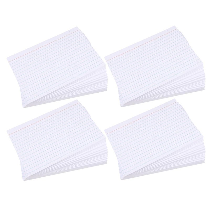 200pcs White Index Cards Ruled with 4 Colors Red Blue Lines 200g Heavyweight Paper for Study Notes - Image 2