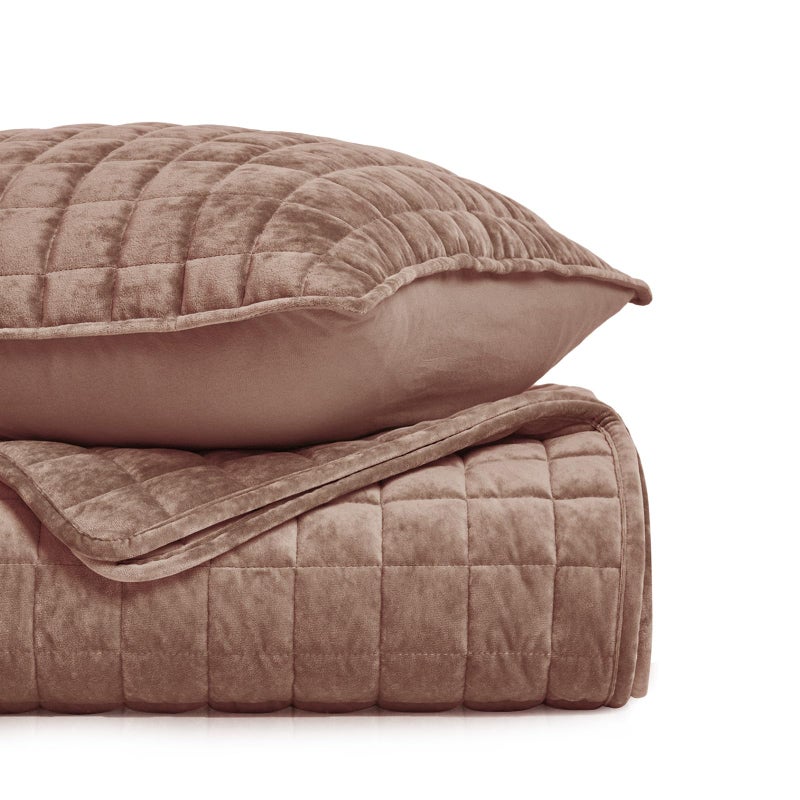 RECYCO Luxury Velvet Quilt Queen Size Bedding Set, Ultra Soft Velvet Comforter Set, Lightweight Quilted Channel Box Stitch Oversized Bedspread Coverlet for All Season, with 2 Shams, Terracotta Clay - Image 5