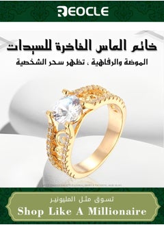 Women's Zircon Ring Simulated Diamond Engagement Ring with Hollow Pattern & Round Cut Diamond Proposal Ring Best Jewelry Gifts for Marriage Anniversary & Birthday