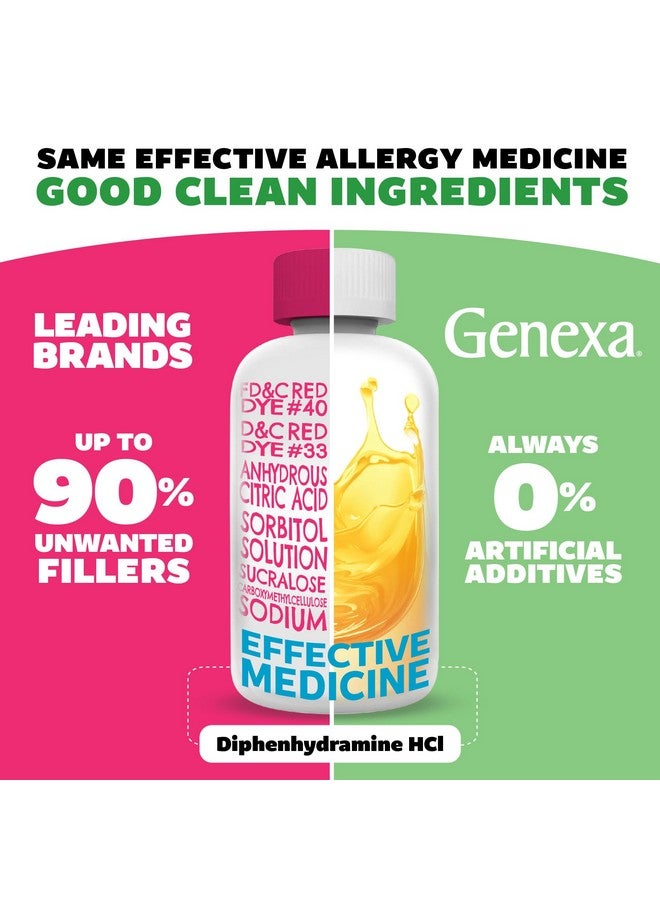 Genexa Genexa Kids Allergy Medication | 12.5mg Diphenhydramine HCl | Allergy Relief for Children | Organic Agave Syrup Flavor | Vegan & Non-GMO | Medicine Made Clean | 4 fl oz | for Ages 6+  - Image 2