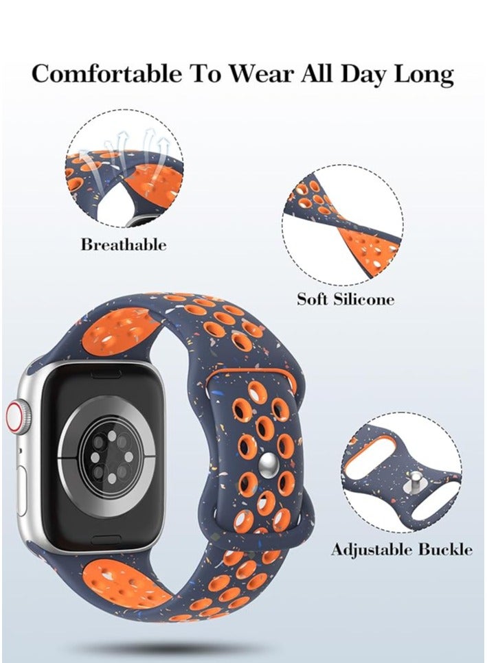 iSNUP Recycled Plastic Breathable Silicone Sport Watch Band for Apple Watch 42mm 44mm 45mm 49mm – Compatible with Ultra 2, Ultra 1, Series 9, 8, 7, 6, 5, 4, SE, 3, 2, 1 - Blue Orange - Image 4