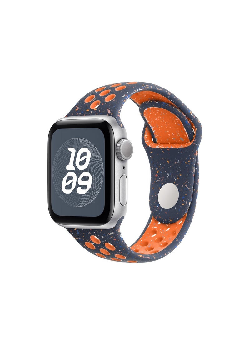 iSNUP Recycled Plastic Breathable Silicone Sport Watch Band for Apple Watch 42mm 44mm 45mm 49mm – Compatible with Ultra 2, Ultra 1, Series 9, 8, 7, 6, 5, 4, SE, 3, 2, 1 - Blue Orange - Image 2