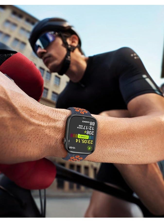 iSNUP Recycled Plastic Breathable Silicone Sport Watch Band for Apple Watch 42mm 44mm 45mm 49mm – Compatible with Ultra 2, Ultra 1, Series 9, 8, 7, 6, 5, 4, SE, 3, 2, 1 - Blue Orange - Image 5