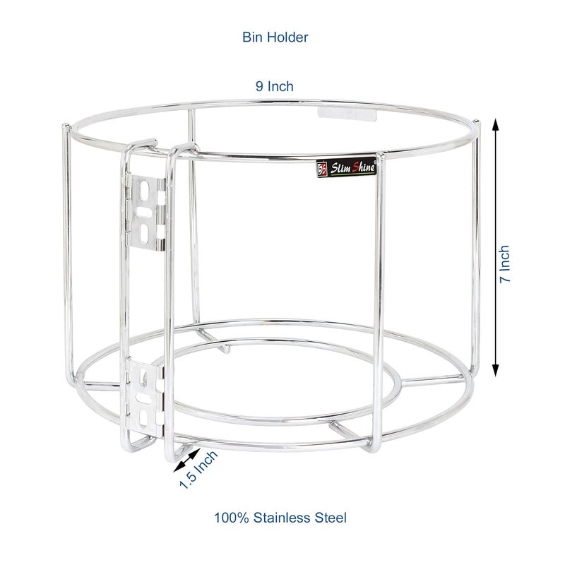 Slim Shine SLIMSHINE Stainless Steel OpenTop Dustbin Holder Stand For Dustbin Silver  - Image 4