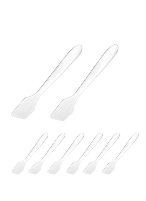 Disposable Cosmetic Spatulas for Makeup, Mini Clear Plastic Skin Care Mask Spatula Scoop Reusable Facial Cream Spatula for Mixing and Sampling Care Facial Cream Mask Spatula (100 Pcs, Frosted Clear)