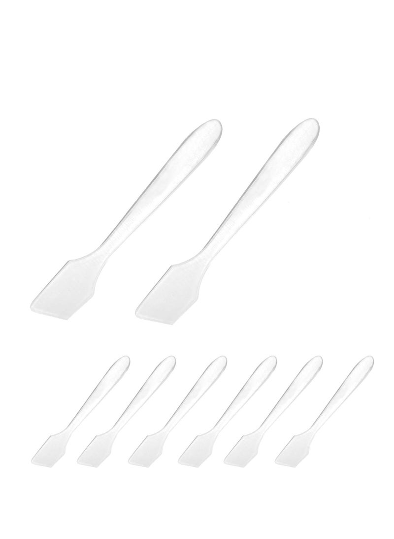 KASTWAVE - Disposable Cosmetic Spatulas for Makeup, Mini Clear Plastic Skin Care Mask Spatula Scoop Reusable Facial Cream Spatula for Mixing and Sampling Care Facial Cream Mask Spatula (100 Pcs, Frosted Clear) - Image 1