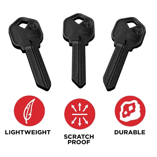key smart KeySmart AirKey - Aluminum Key Blanks, 75% Lighter, 2X Stronger Than Brass - Durable, Scratch-Free KW1 Key Blanks Set (3 Pack, Black) - Image 2