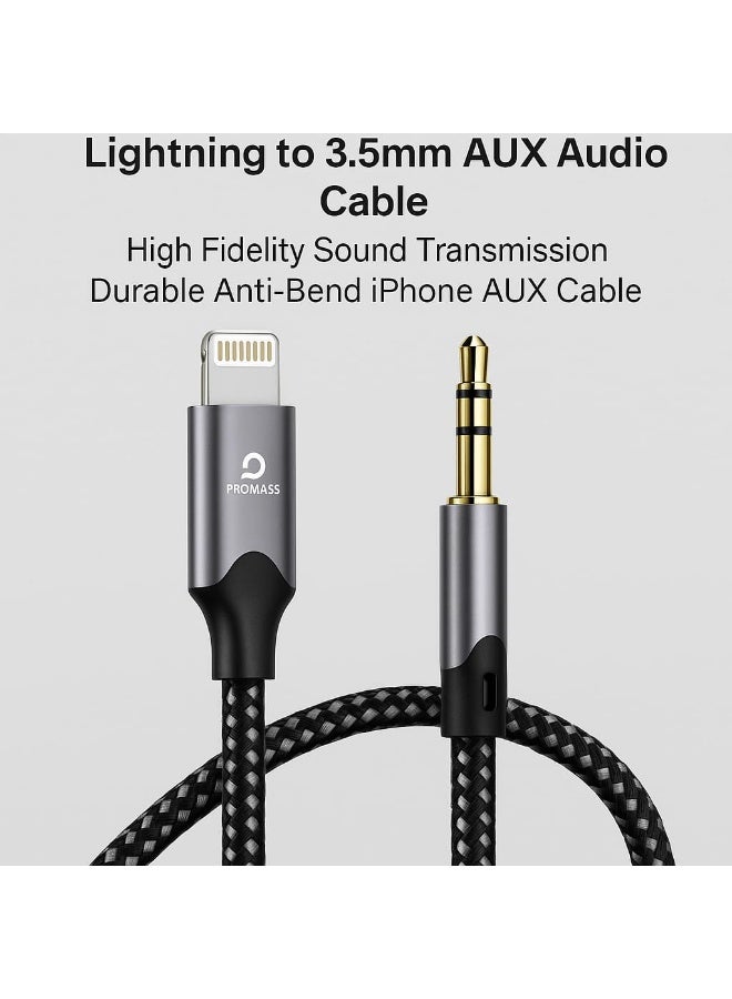 بروماس كابل محول صوت AUX من لايتننغ إلى 3.5 مم متين ومضاد للانحناء لجهاز أيفون - نقل صوت عالي الدقة - Image 2