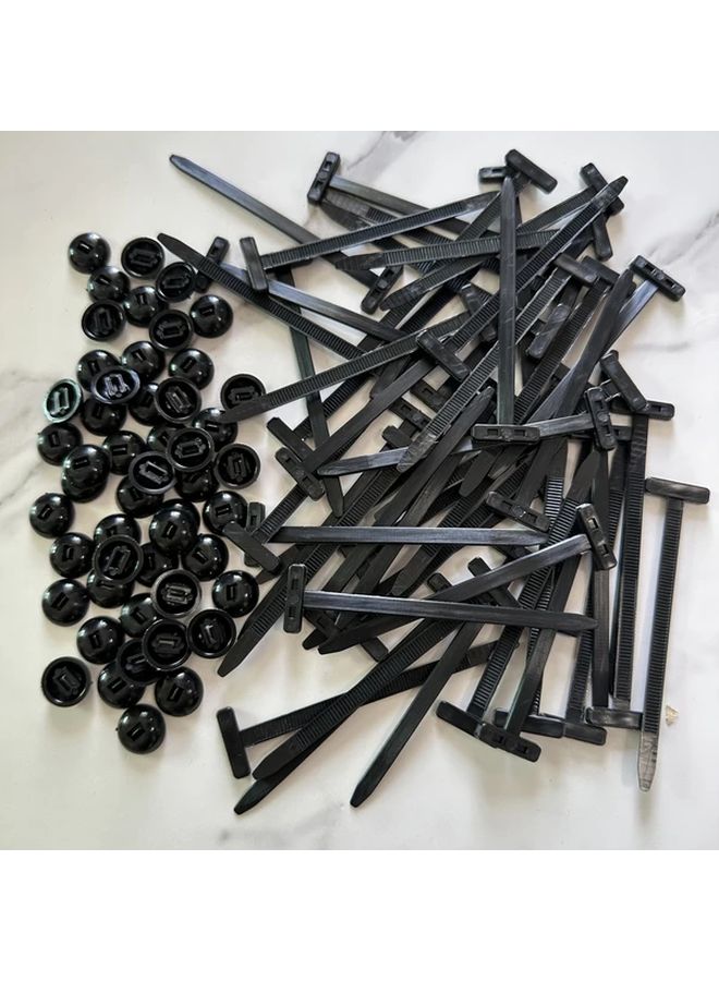 50pcs Black Heavy Duty Self Locking Nylon Cable Ties for Secure Bundling Cables Wires Hoses - Image 1