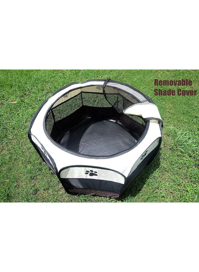 GOMMLE Gommle Portable Pet Playpen for Small Cat Dog Puppy Rabbit,Cat Kitten Playpen Indoor Outdoor with Carrying Case,Waterproof Bottom and Removable Zipper Top (M(35.4" x35.4" x23.6"), Brown) - Image 2
