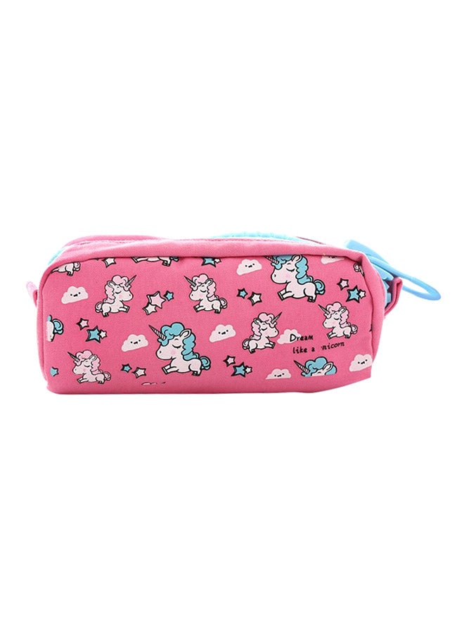 Loquat Unicorn Design Pencil Case Pink/White/Blue - Image 1