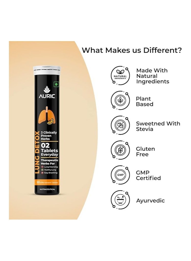 Auric Lung Detox Supplement With Natural Blend of NAC (N-Acetylcysteine), Pushkarmool, Piper Longum & Licorice Herbs Extract | Lungs Cleaner for Detoxification and Immune Defence Pack of 60 Tablets - Image 3