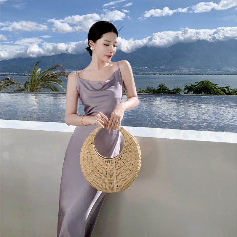2026 This Year'S Popular Acetate Satin Dress Acetate Dress Long Dress V-Neck Acetate Slip Dress - Image 5