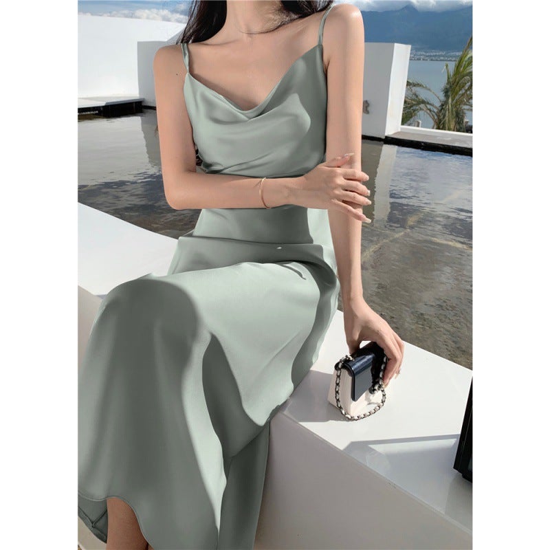 2026 This Year'S Popular Acetate Satin Dress Acetate Dress Long Dress V-Neck Acetate Slip Dress - Image 2
