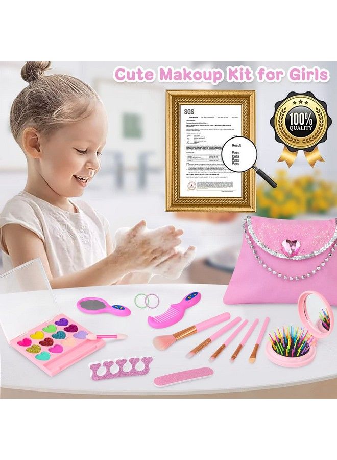 Ecore Fun 19 Pcs 18 Inch Girl Doll Accessories Make Up Pretended Toys Include Doll Clothes Cosmetic Bag Brush Eye Shadow Cheek Hairclip Comb Mirror And Nail File Buffer - Image 3