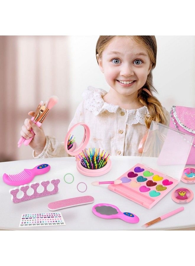 Ecore Fun 19 Pcs 18 Inch Girl Doll Accessories Make Up Pretended Toys Include Doll Clothes Cosmetic Bag Brush Eye Shadow Cheek Hairclip Comb Mirror And Nail File Buffer - Image 4