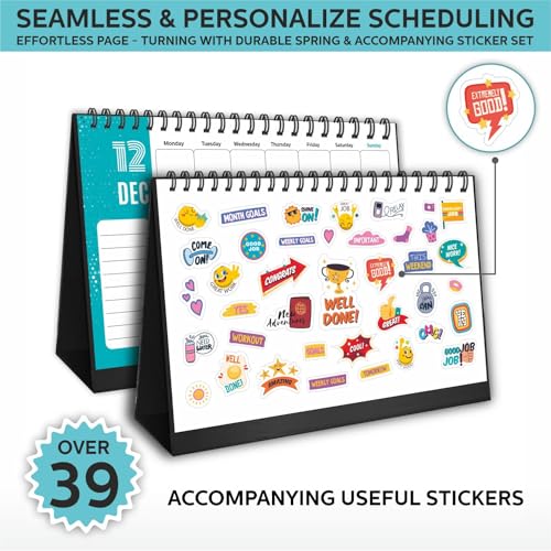 COI Undated Table Calendar 2026 | Daily tO dO List | Year Flip Desktop Calendar for Easy Organizing With Stickers - Image 5