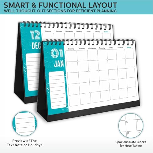 COI Undated Table Calendar 2026 | Daily tO dO List | Year Flip Desktop Calendar for Easy Organizing With Stickers - Image 4