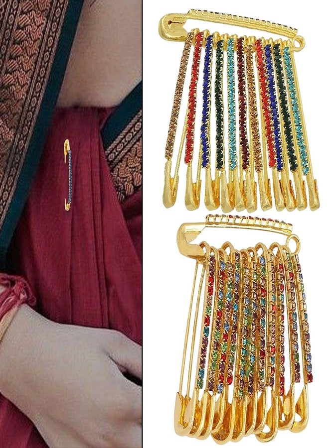 VAMA FASHIONS Multicolor Safey Saree Pin Combo Pack of various colour Brooch Sari Pleats Drapping Hijab Kurti Pins for girls - Image 2