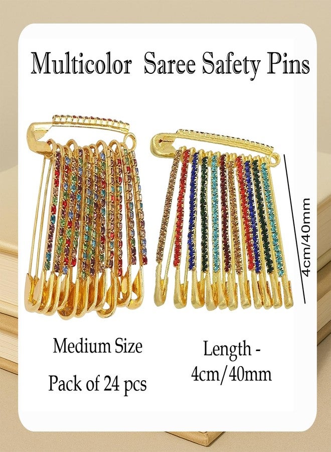 VAMA FASHIONS Multicolor Safey Saree Pin Combo Pack of various colour Brooch Sari Pleats Drapping Hijab Kurti Pins for girls - Image 3