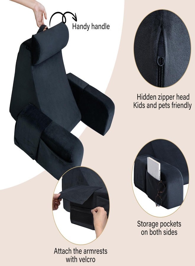 ENITYA Reading Pillow for Sitting in Bed Adult, Back Pillow for Bed Sitting up, Reading & Bed Rest Pillows for Watching TV/Reading/Gaming/Resting in Bed, Couch or Floor, Medium 21"(Black) - Image 3