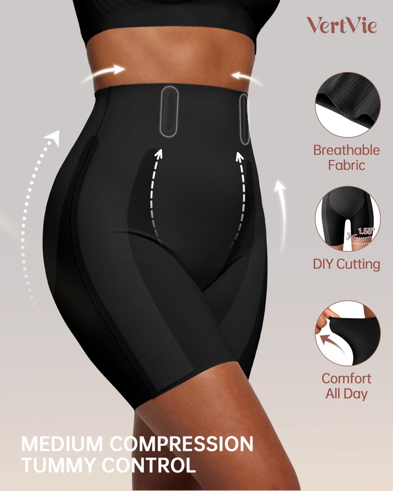 Vertvie Tummy Control Shapewear Shorts for Women Butt Lifting Body Shaper Shorts High Waisted Seamless Girdles Under Dress(Black,X-Large) - Image 2