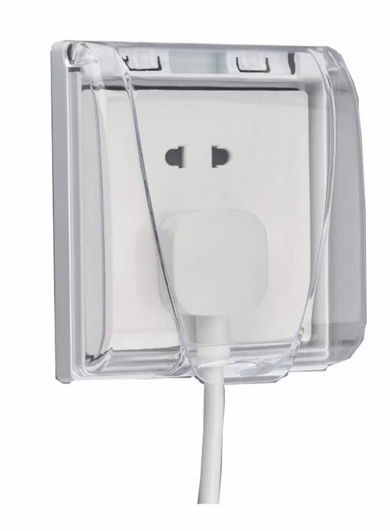 Wall Switch Waterproof Cover Box, Suprcrne Universal Plug Socket Cover, Wall Light Panel Socket Doorbell Flip Cap Cover, Home Bathroom Kitchen Accessory Plastic Clear 2 Pcs - Image 1