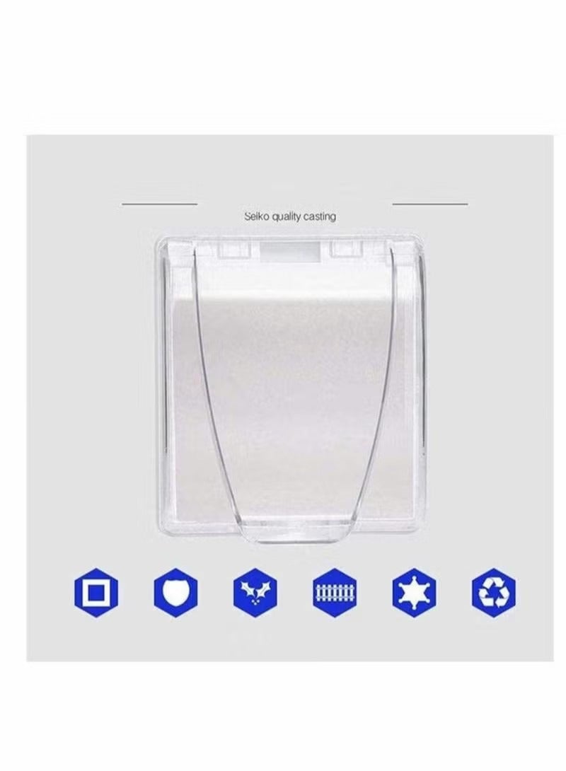 Wall Switch Waterproof Cover Box, Suprcrne Universal Plug Socket Cover, Wall Light Panel Socket Doorbell Flip Cap Cover, Home Bathroom Kitchen Accessory Plastic Clear 2 Pcs - Image 5