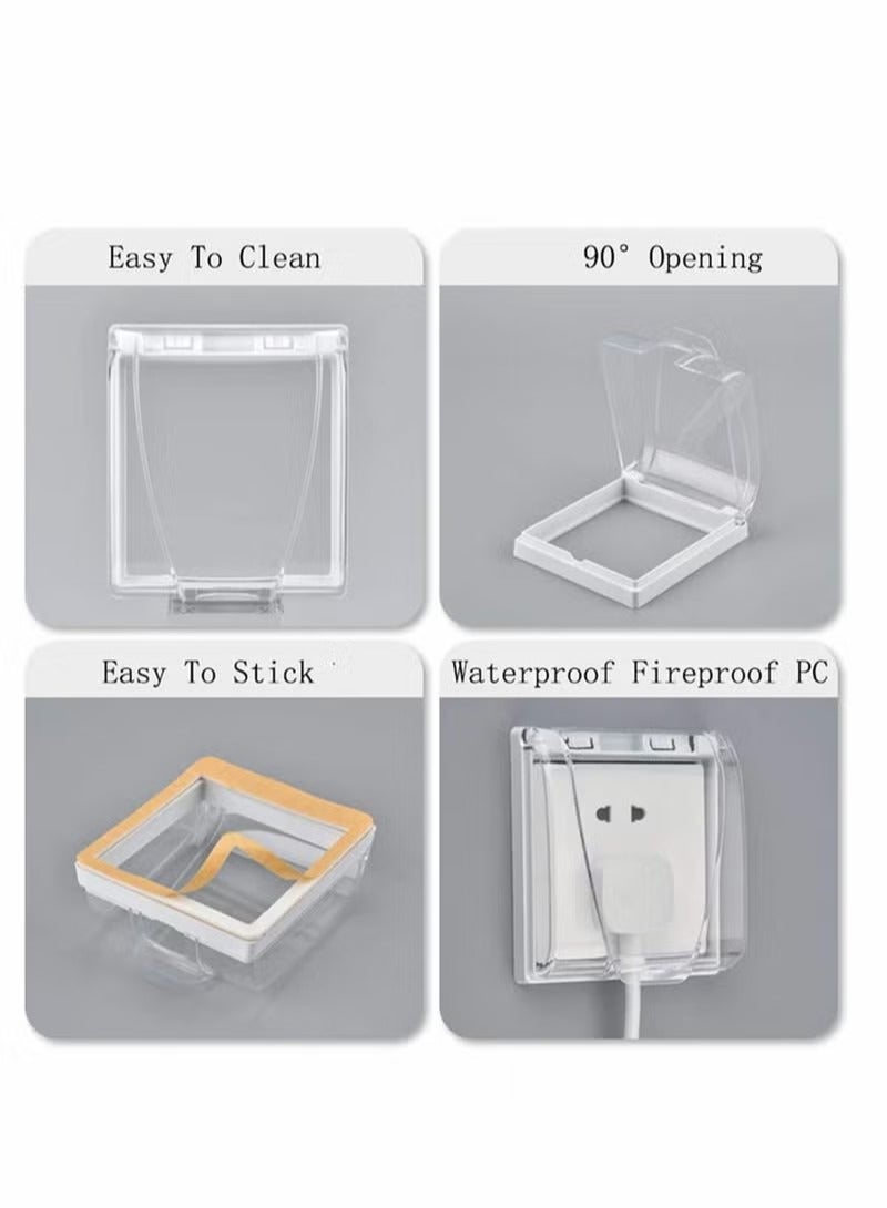 Wall Switch Waterproof Cover Box, Suprcrne Universal Plug Socket Cover, Wall Light Panel Socket Doorbell Flip Cap Cover, Home Bathroom Kitchen Accessory Plastic Clear 2 Pcs - Image 3